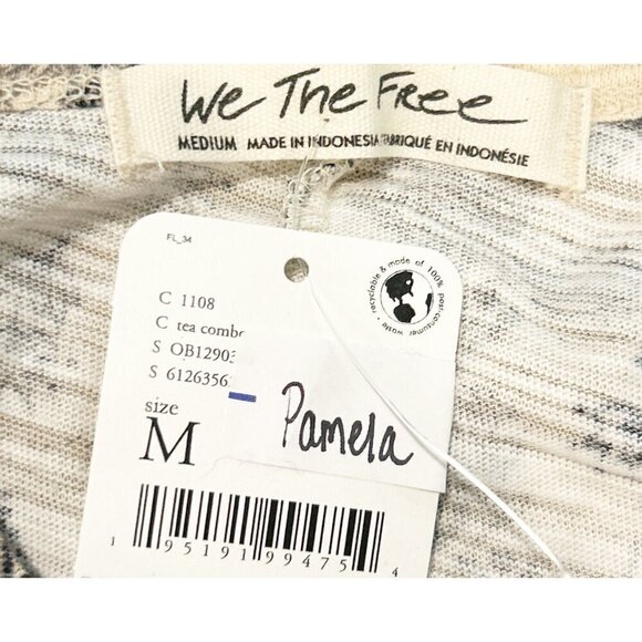 Free People Hey Girl Cotton Tank Top Ivory Navy Tea Combo Bandana Size Med NWT - Picture 7 of 8